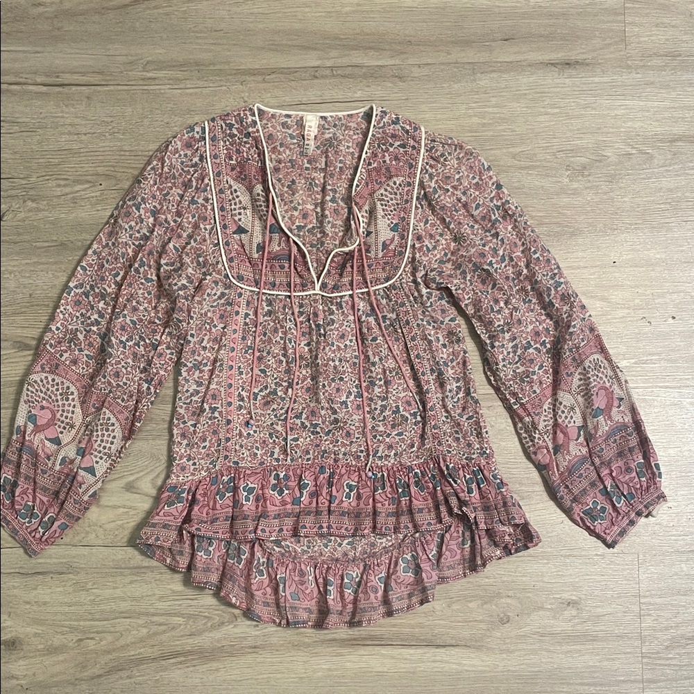 RAGA Bohemian Floral Blouse - Pink and Blue